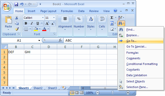 excel toolbar buttons. in a sheet in Excel 2007?