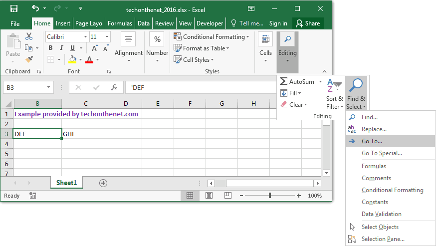 MS Excel 2016: Unhide column A