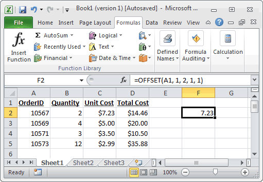 Sum Offset Excel 2010