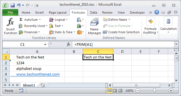 MS Excel: How to use the TRIM Function (WS, VBA)
