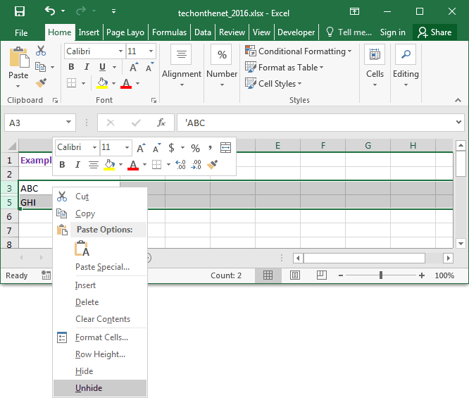 Unhide Rows In Excel For Mac
