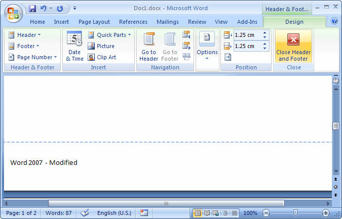 Microsoft Word 2010 Footer Templates