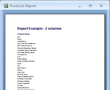 Ms access 2007 report columns