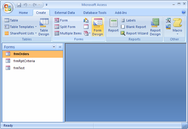 MS Access 2007: Create a Form
