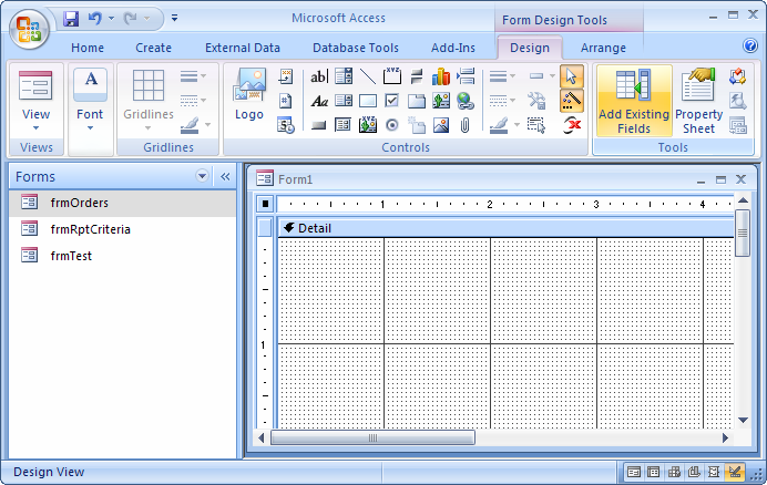 MS Access 2007: Add Objects to Form