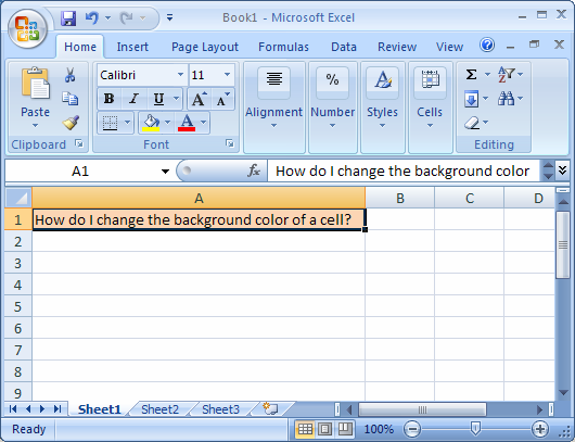 MS Excel 2007: Change the background color of a cell