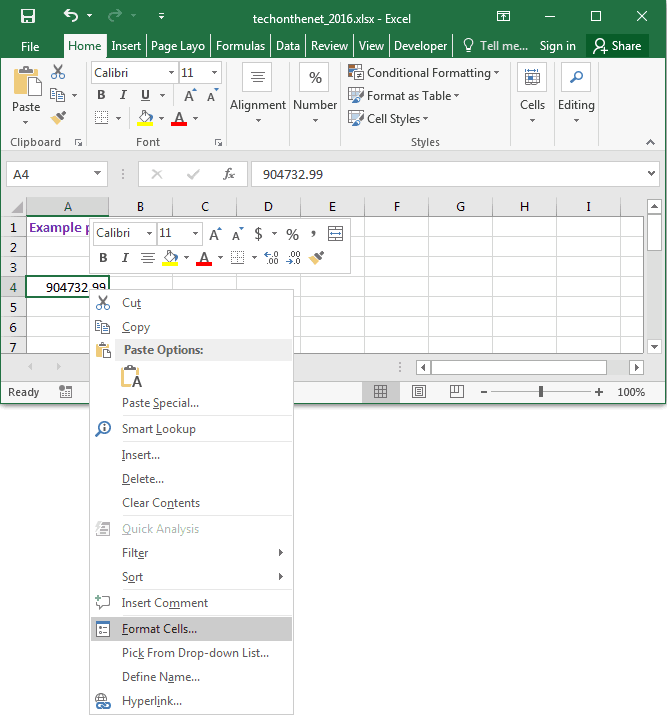 Ms Excel 2016 Format Display Of Text In Cell Ie Numbers Dates