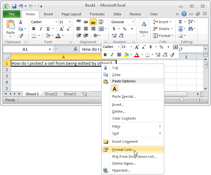 Excel how in lock to formula Protection and