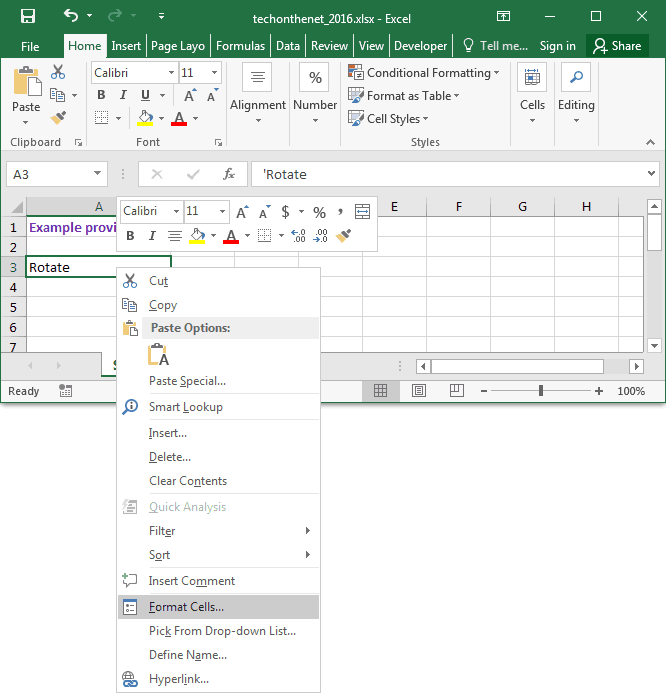 excel rotate row to column