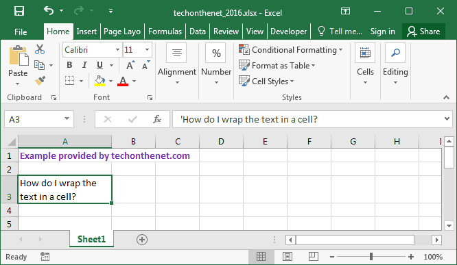Ms Excel 2018 Wrap Text In A Cell, Wrap Around Bar Table Excel