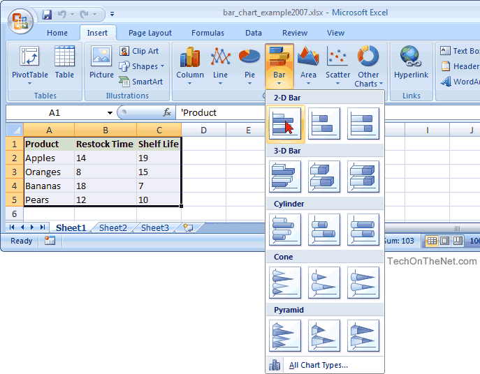 How To Make Column Chart In Excel 2007