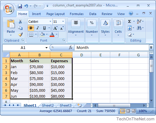 How To Draw A Column Chart In Excel 2007