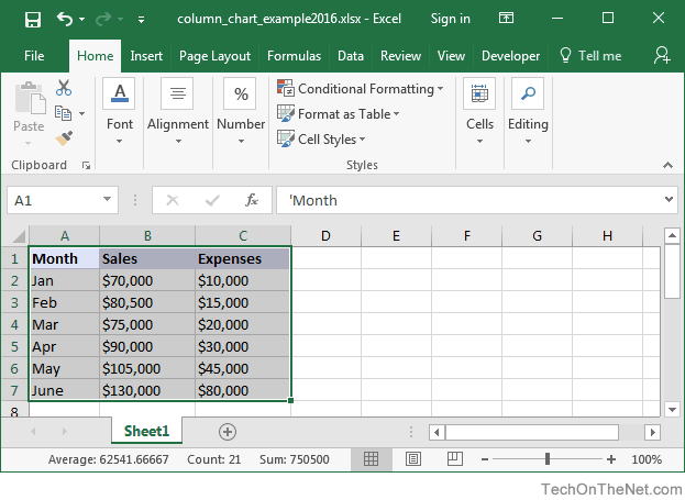 How To Make A Column Chart In Excel