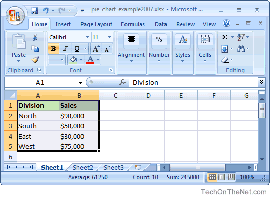 How Do I Make A Pie Chart In Excel 2007