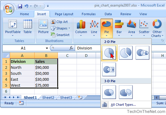 How To Insert Pie Chart In Excel 2007