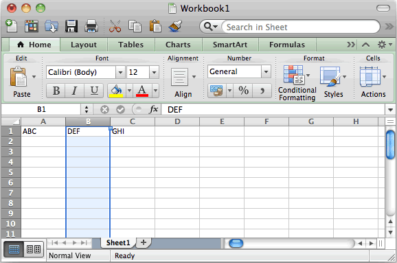 Ms Excel 11 For Mac Change The Width Of A Column