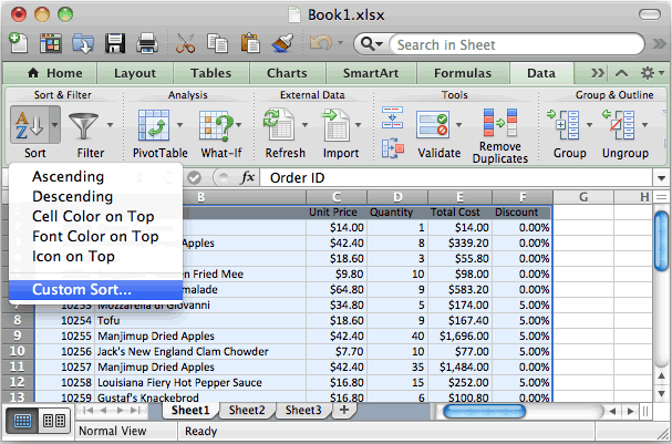 Ms Excel 2011 For Mac Sort Data In Alphabetical Order Based On 1