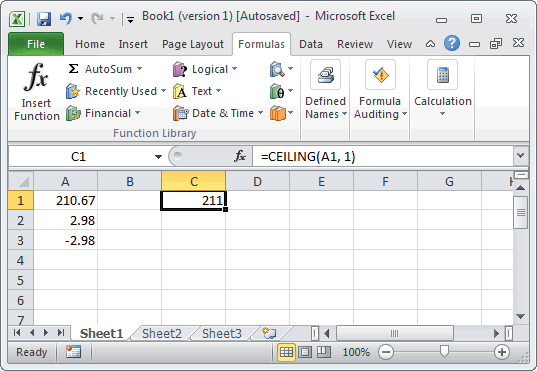 Ms Excel How To Use The Ceiling Function Ws
