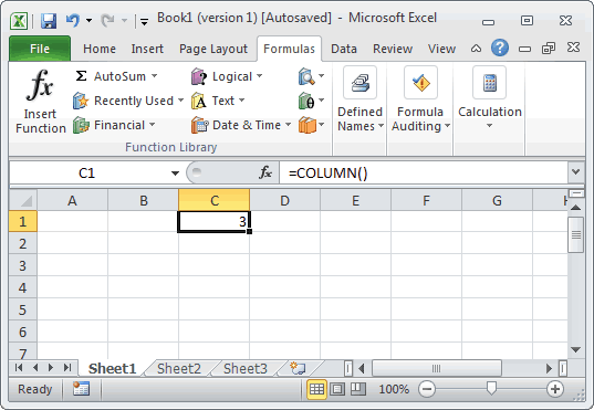 MS Excel: How to use the COLUMN Function (WS)