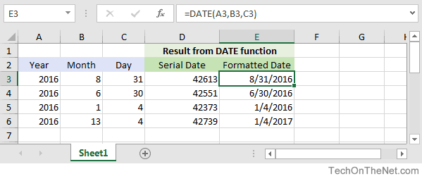 ozone theme mere MS Excel: How to use the DATE Function (WS)