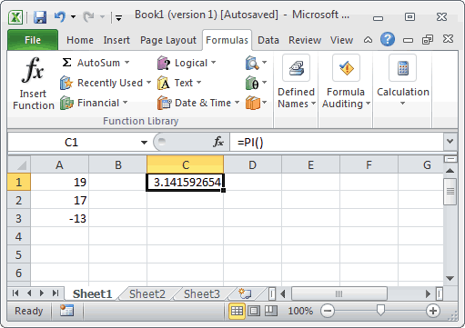 Ms Excel How To Use The Pi Function Ws