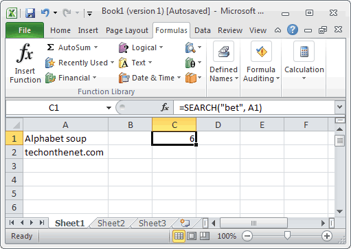 Ms Excel How To Use The Search Function Ws