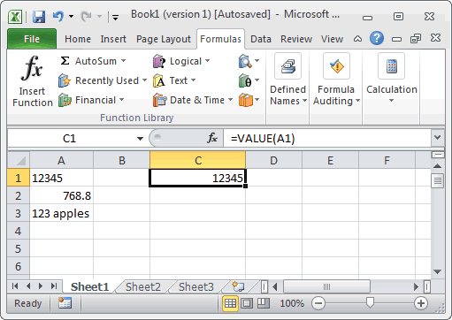 MS Excel: How to use the VALUE Function (WS)