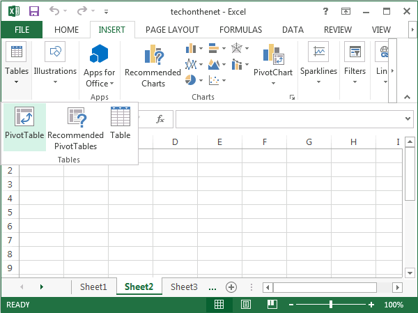 Insert Chart Excel 2013