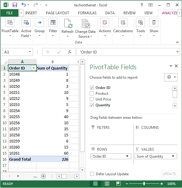 Ms Excel 2017 How To Create A Pivot Table