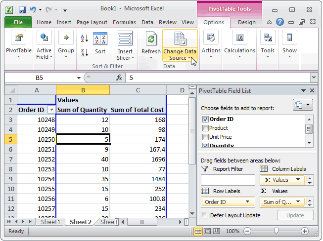 MS Excel How to Change Data Source for a Pivot Table