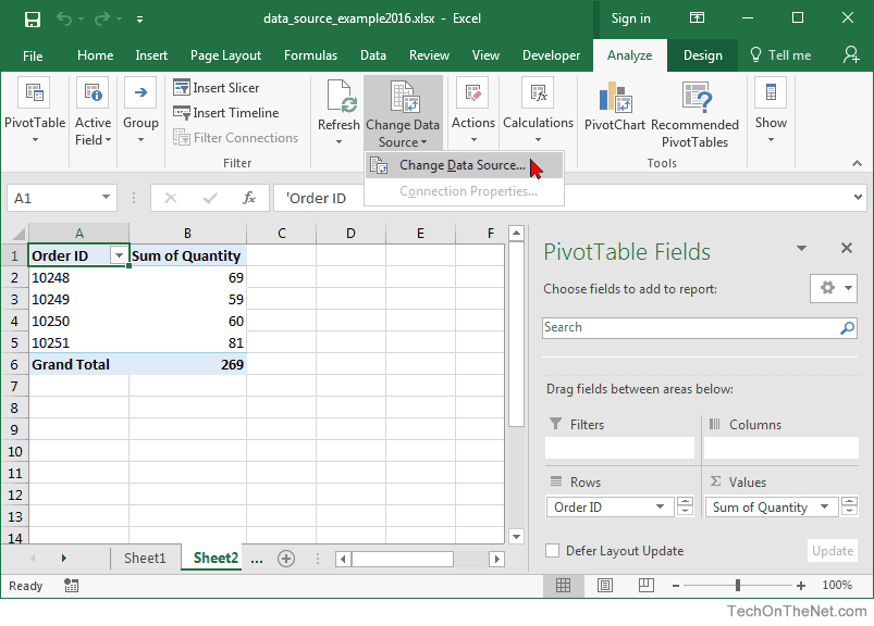 How To Change Data Source For A Pivot Table