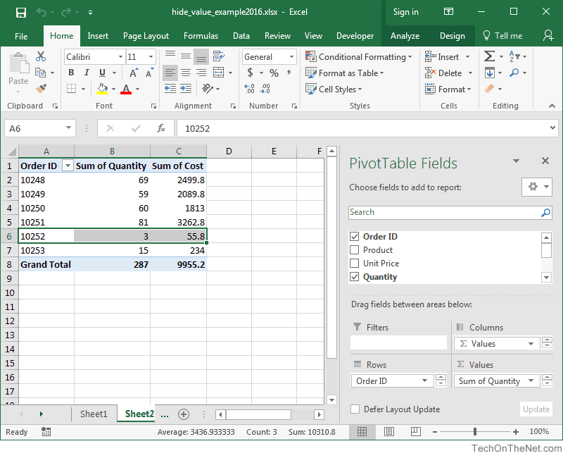 Ms Excel 2017 How To Hide A Value In