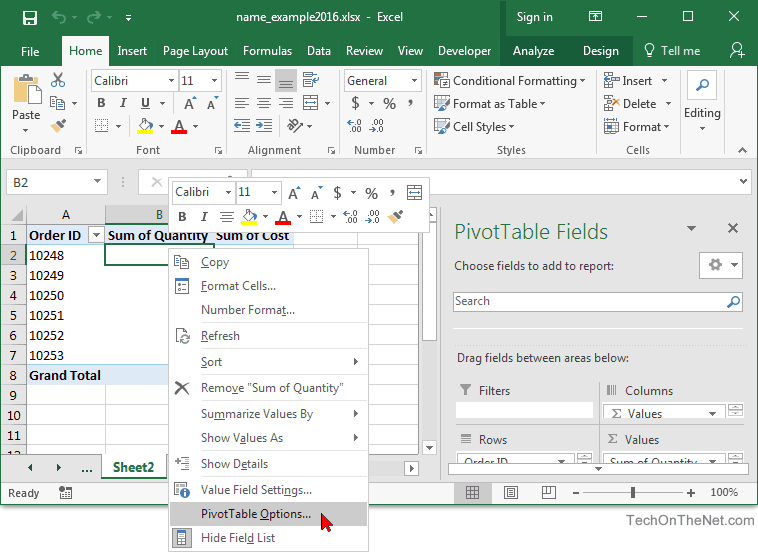 Ms Excel 16 How To Change The Name Of A Pivot Table