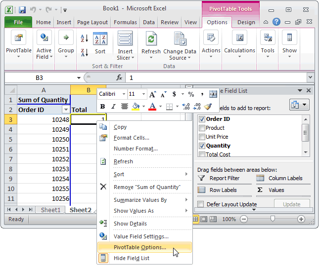 repeat Opposition accident MS Excel 2010: Automatically refresh pivot table when file is opened