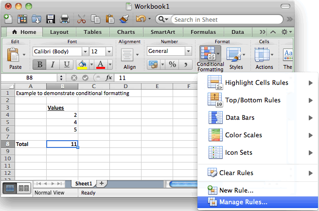 shortcut to highlight in excel mac