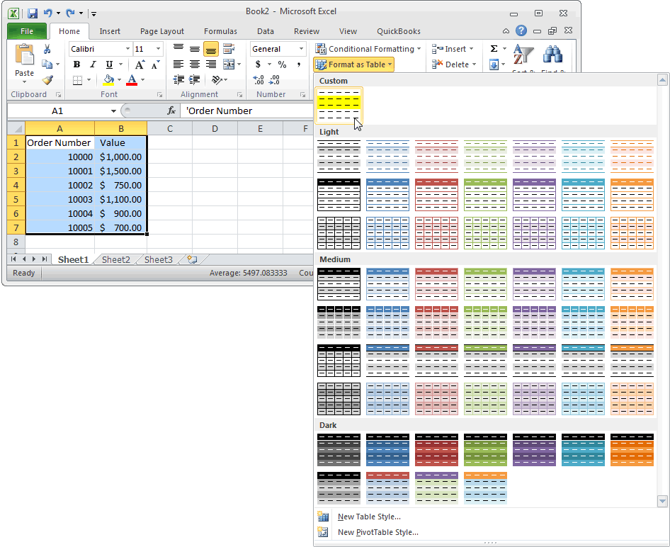 MS Excel 2010: Automatically alternate row colors (two shaded, two white)