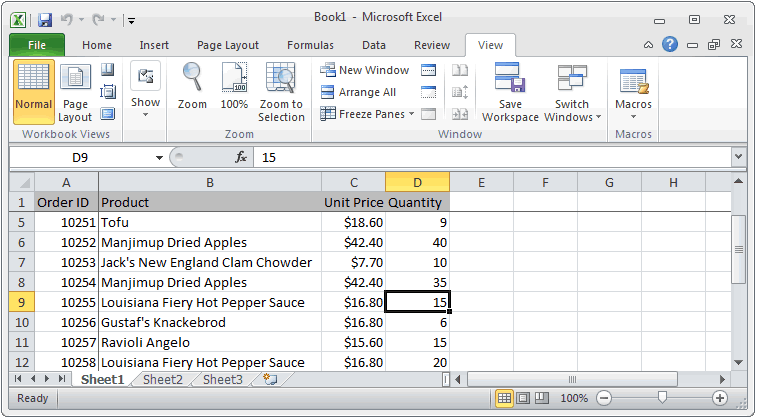 MS Excel 2010: Freeze and first column