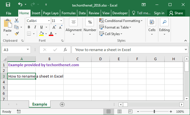 Change Sheet Name In Excel