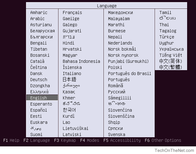 Loader language selection