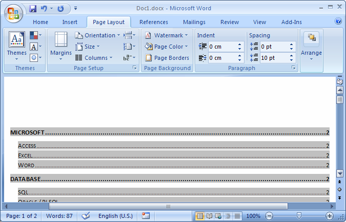 ms word different first page header