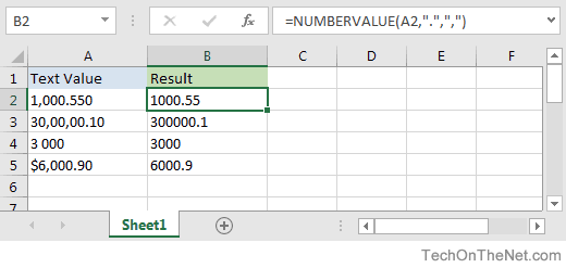 Excel NUMBERVALUE Function